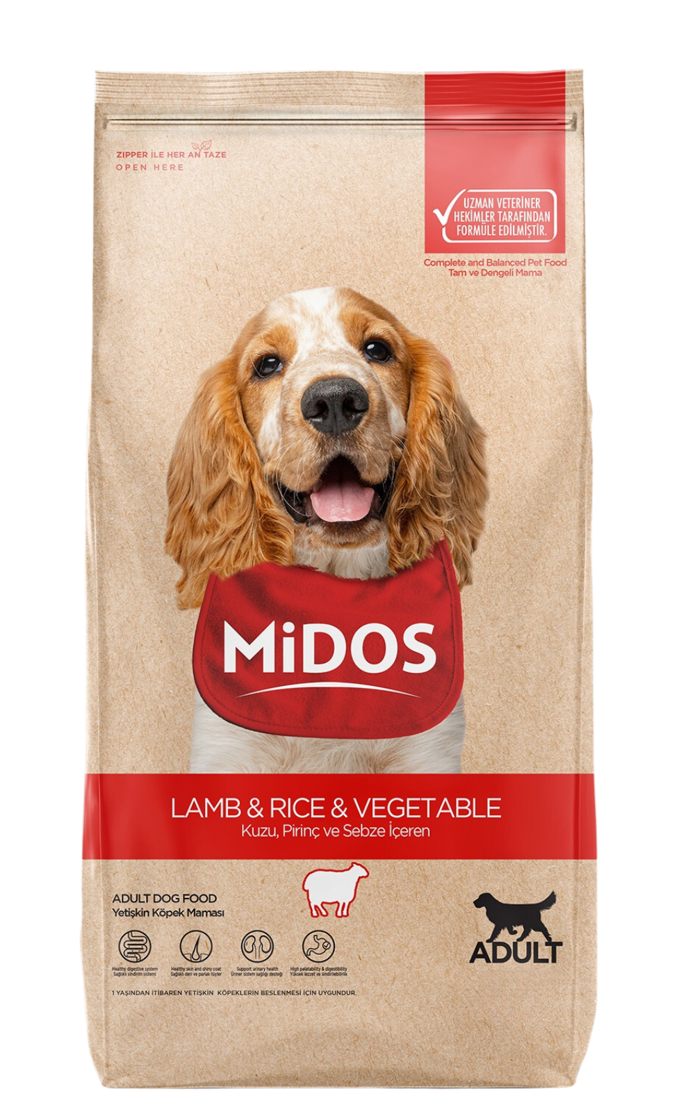 Midos Kuzulu Pirinçli Sebzeli Yetişkin Köpek Maması