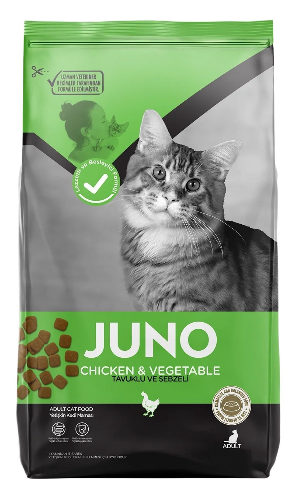 Juno Tavuklu ve Sebzeli Yetişkin Kedi Maması