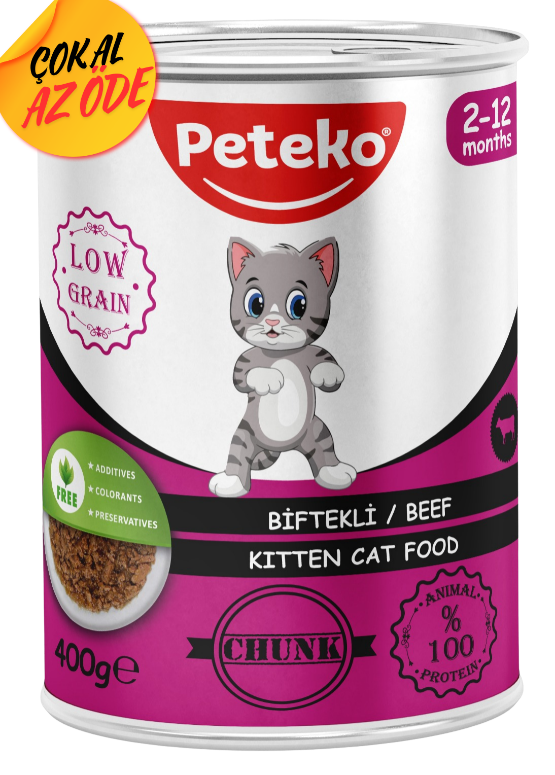 Peteko Parça Biftekli Yavru Kedi Konservesi 400 g