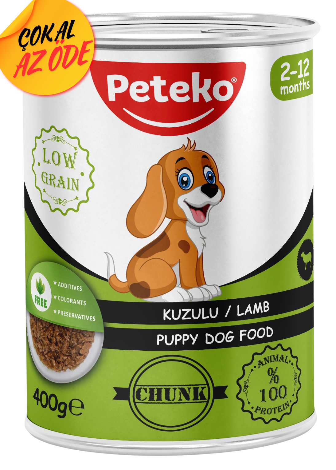Peteko Parça Kuzulu Yavru Köpek Konservesi 400 g