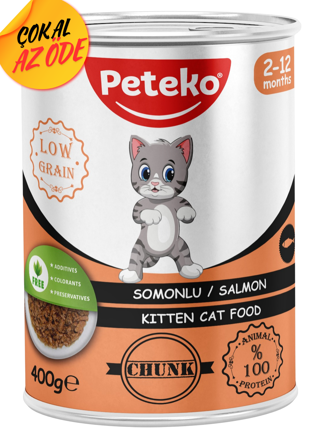 Peteko Parça Somonlu Yavru Kedi Konservesi 400 g