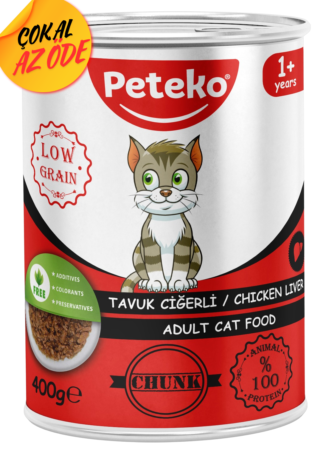 Peteko Parça Tavuk Ciğerli Yetişkin Kedi Konservesi 400 g