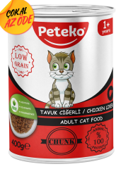 Peteko Parça Tavuk Ciğerli Yetişkin Kedi Konservesi 400 g