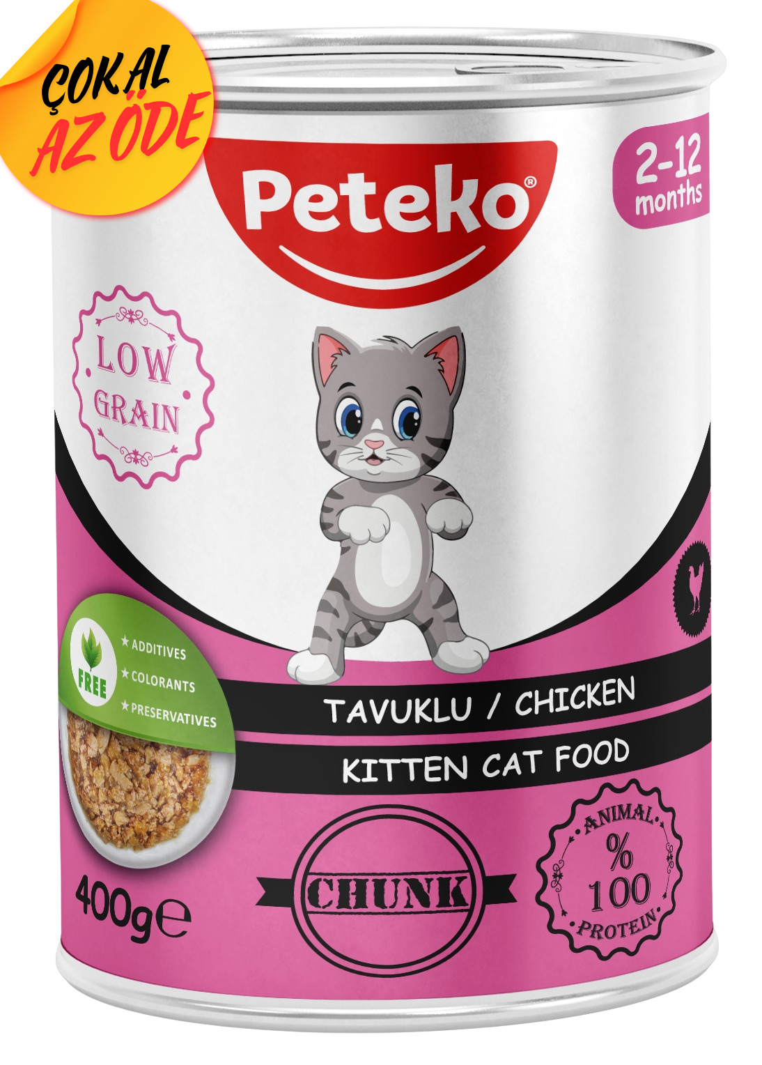 Peteko Parça Tavuklu Yavru Kedi Konservesi 400 g