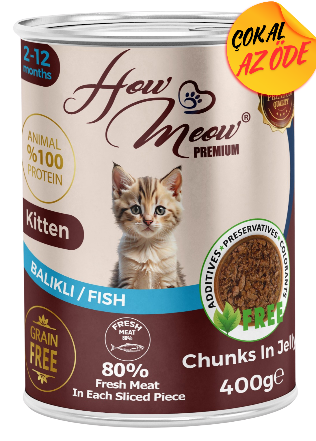 How Meow Parça Balıklı Yavru Kedi Konservesi 400 g