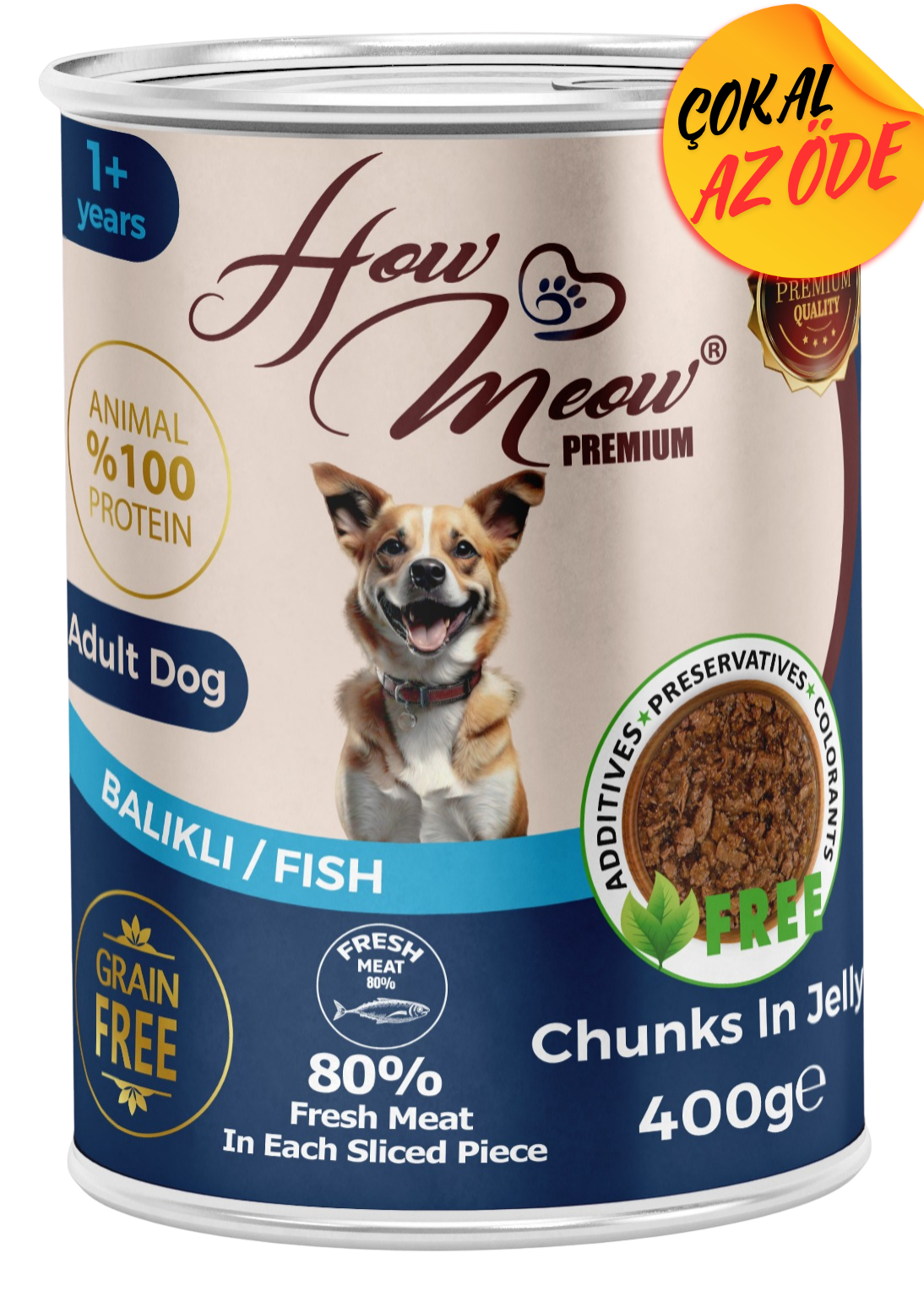 How Meow Parça Balıklı Yetişkin Köpek Konservesi 400 g