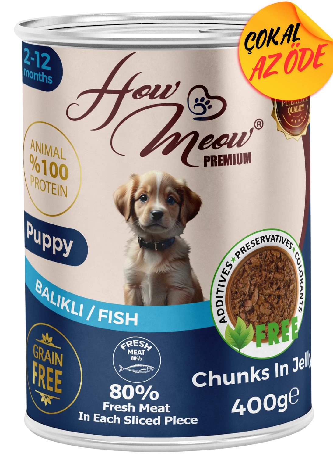 How Meow Parça Balıklı Yavru Köpek Konservesi 400 g