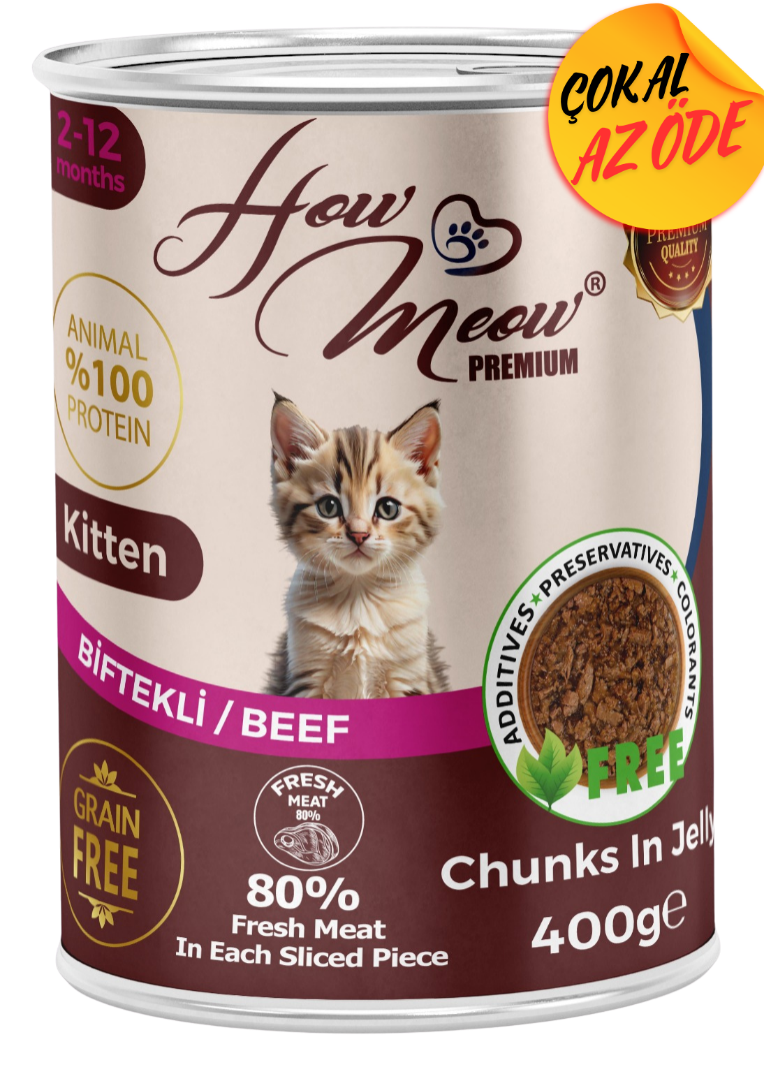 How Meow Parça Biftekli Yavru Kedi Konservesi 400 g