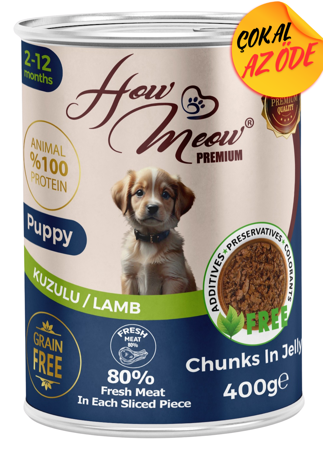 How Meow Parça Kuzulu Yavru Köpek Konservesi 400 g