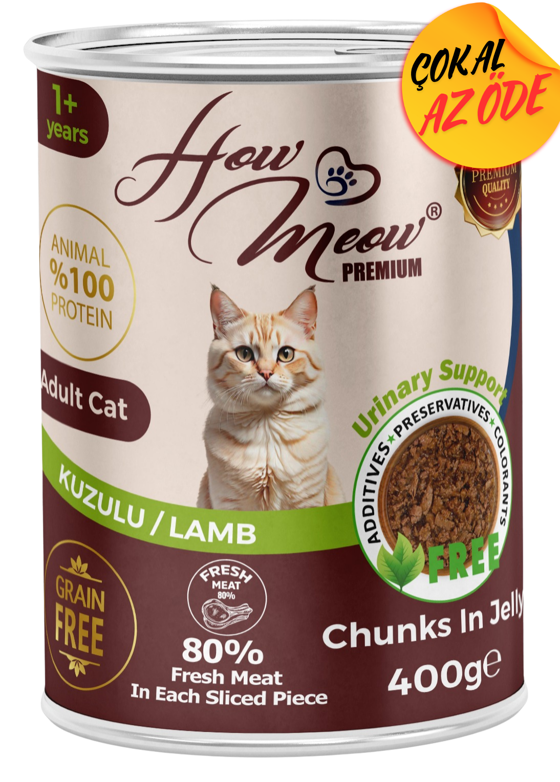 How Meow Parça Kuzulu Yetişkin Kedi Konservesi 400 g