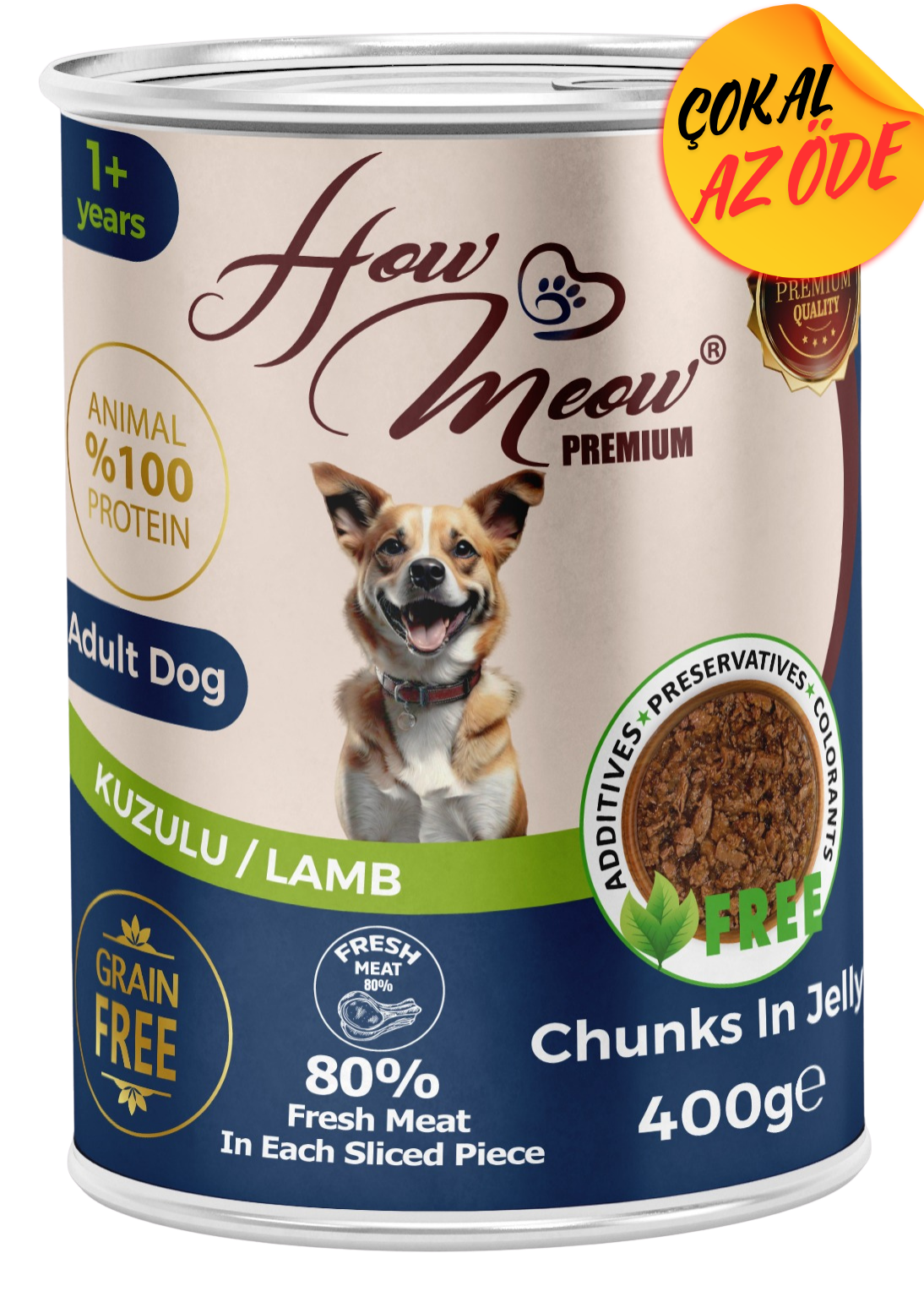 How Meow Parça Kuzulu Yetişkin Köpek Konservesi 400 g