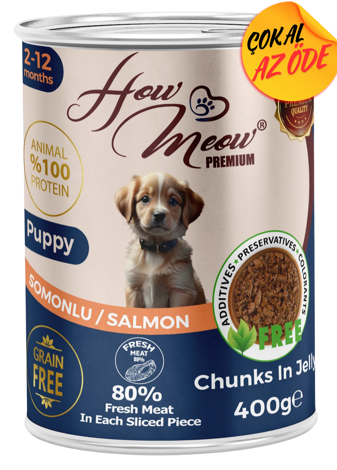 How Meow Parça Somonlu Yavru Köpek Konservesi 400 g