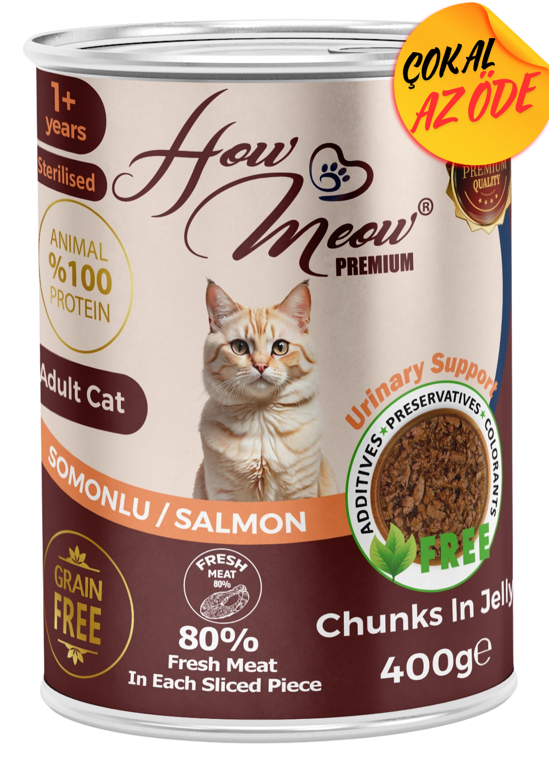 How Meow Parça Somonlu Yetişkin Kedi Konservesi 400 g