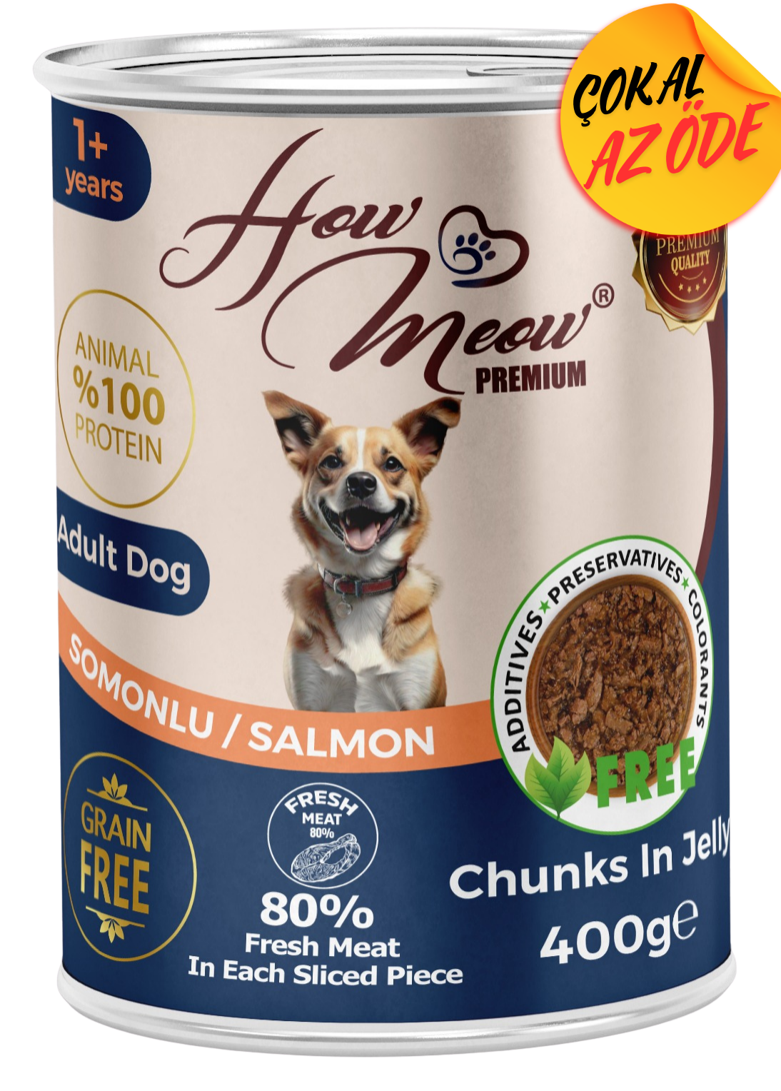 How Meow Parça Somonlu Yetişkin Köpek Konservesi 400 g