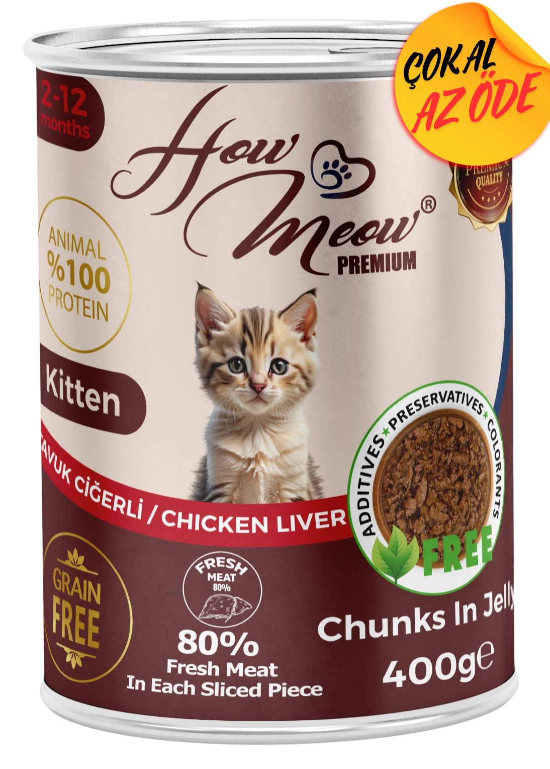 How Meow Parça Tavuk Ciğerli Yavru Kedi Konservesi 400 g