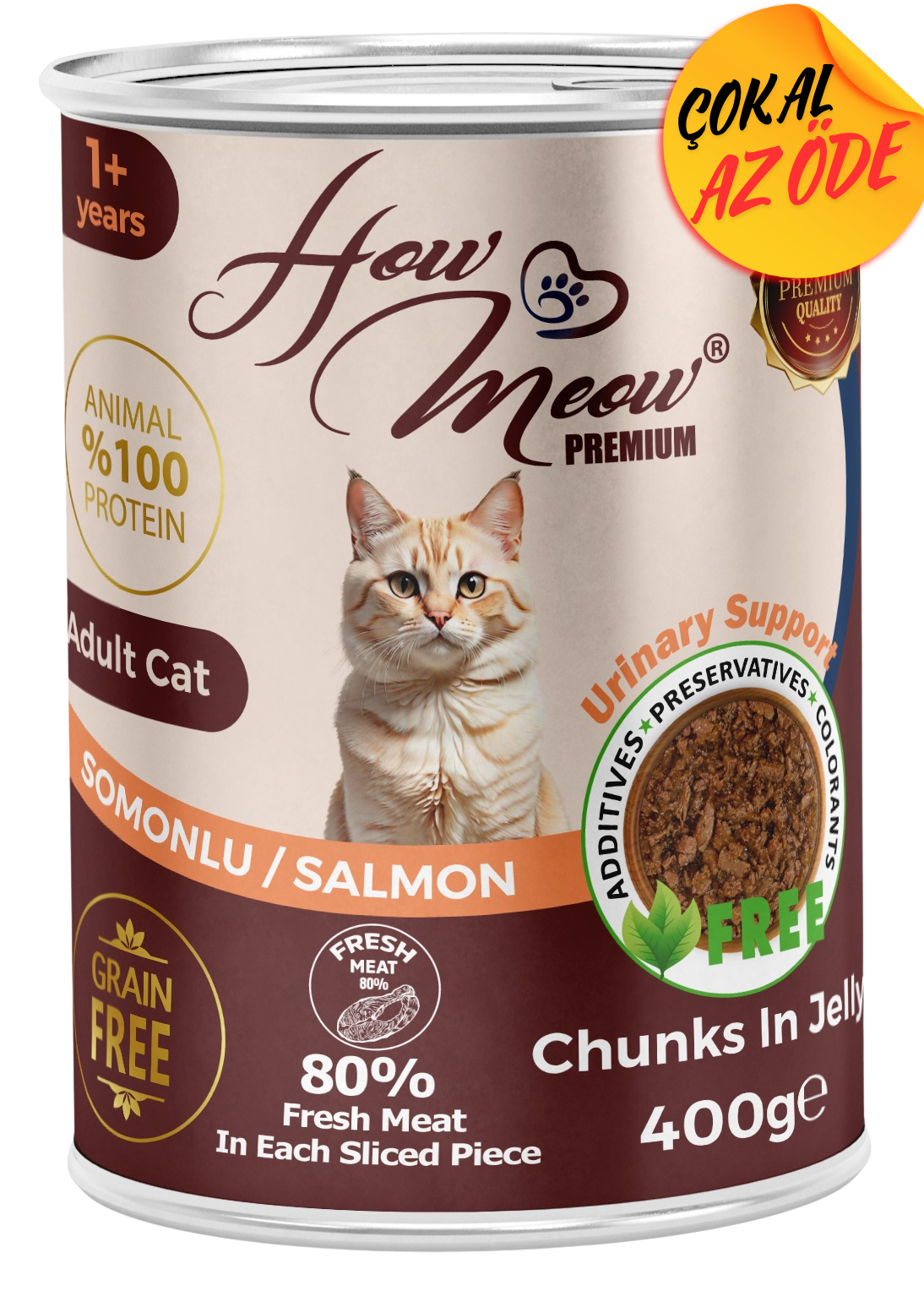 How Meow Parça Somonlu Yetişkin Kedi Konservesi 400 g